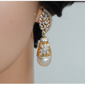 Diamond Pearl Drop Earrings